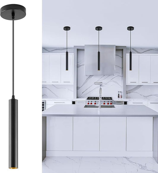 Modern LED Pendant Light, 10W Dimmable Ceiling Hanging Spotlight Fixture Black Minimalist Aluminum Pendant Lighting for Kitchen Island, Bar Counter, Bedroom, 4000K, ETL Listed, Pack of 1