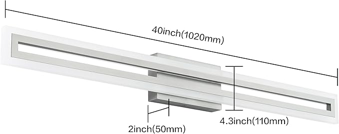 SOLFART Bathroom Lighting Fixtures Brushed Nickel Led Modern Vanity Light 40 Inch 5 Color Adjustable 5CCT