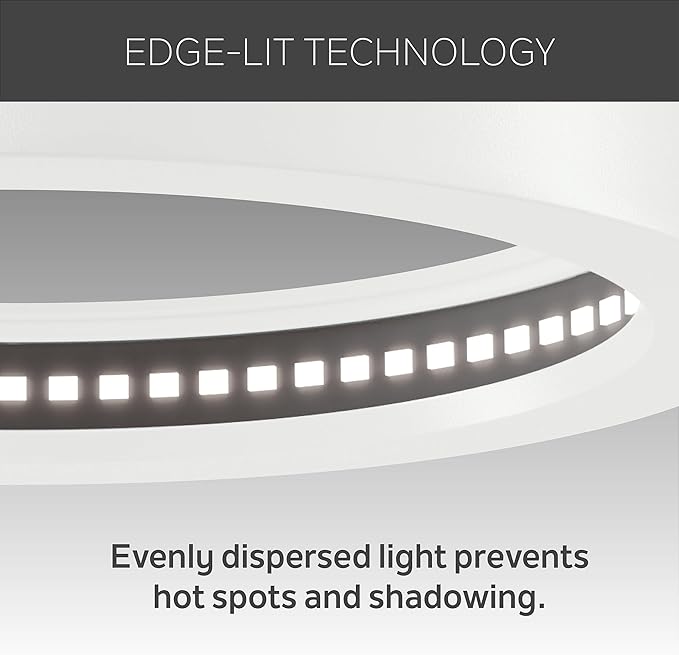 KICHLER Ara 9.02" Modern Minimal Round LED Flush Mount in White, for Damp Indoor Locations, Main Light Source, Integrated LED, Edge-Lit Technology, 1100 Lumens, Dimmable to 10%, 53009WH30