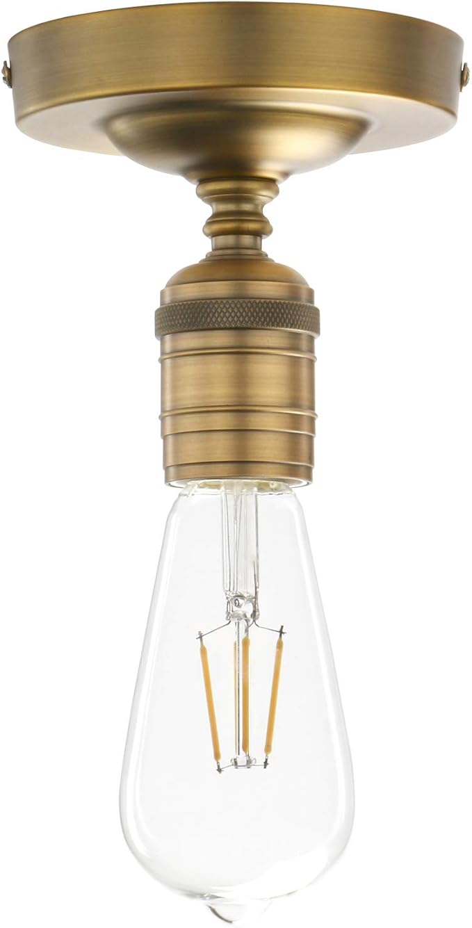 Phansthy Semi Flush Mount Ceiling Light Fixture, Vintage Industrial Close to Ceiling Light, Pendant Light Fixture Ceiling for Bedroom Kitchen Living Room Dining Room (Minimalist -Antique)