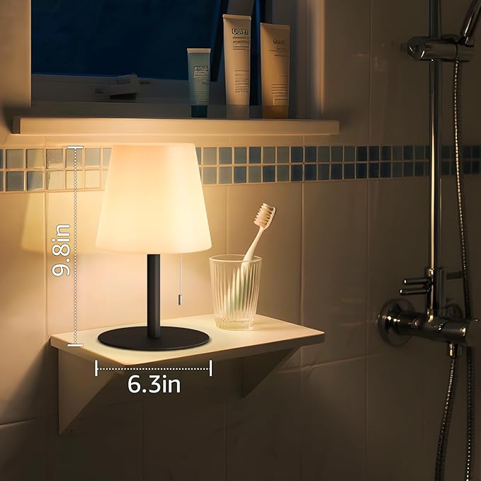 uuffoo Shower Lamp Waterproof 8 Colors, Shower Light Rechargeable Cordless Battery Operated, LED Outdoor Table Lamps Dimmable Portable for Indoor Outdoor Bathroom Home Patio (Black)