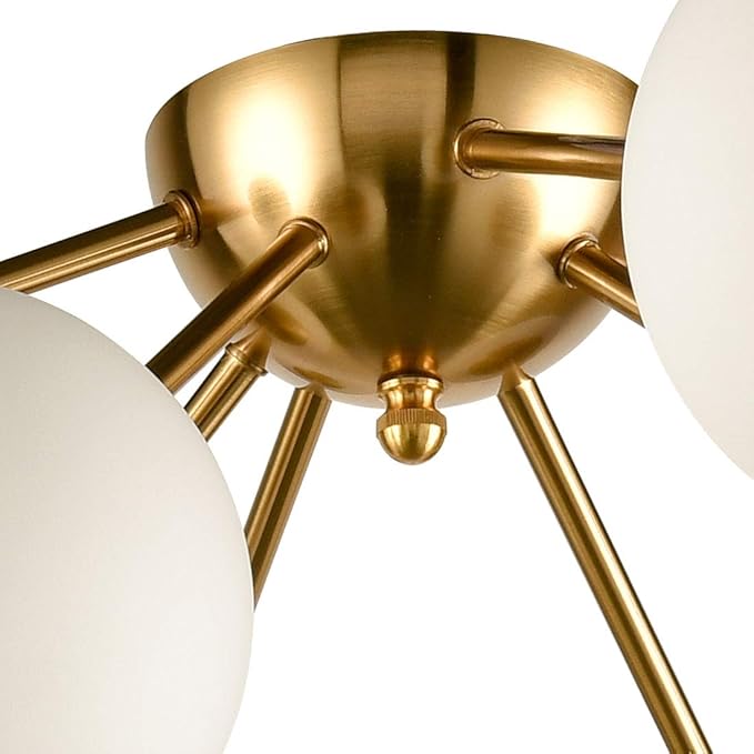 HOLKIRT Elegant Modern Globe Semi Flush Mount Ceiling Light, 8 Light Mid Century Sputnik Chandeliers Fixture