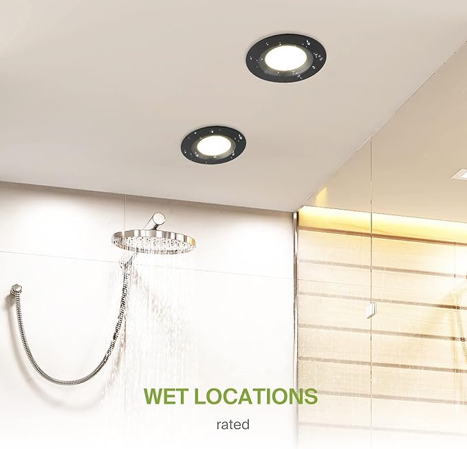 ASD 6 Pack Black Retrofit LED Recessed Lighting 6 Inch - 12W 2700K-5000K 1009LM Can Lights for Ceiling 6 Inch, Dimmable Black Recessed Lights, Baffle Trim Wet Rated Wafer Lights, UL