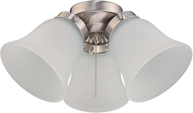 Westinghouse 7784900 Three LED Cluster Ceiling Fan Light Kit, Brushed Nickel Finish with Frosted Ribbed Glass, White