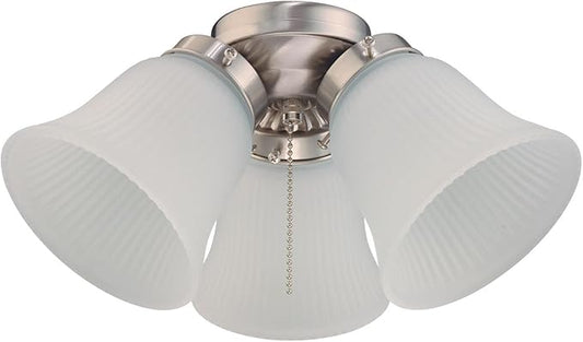 Westinghouse 7784900 Three LED Cluster Ceiling Fan Light Kit, Brushed Nickel Finish with Frosted Ribbed Glass, White