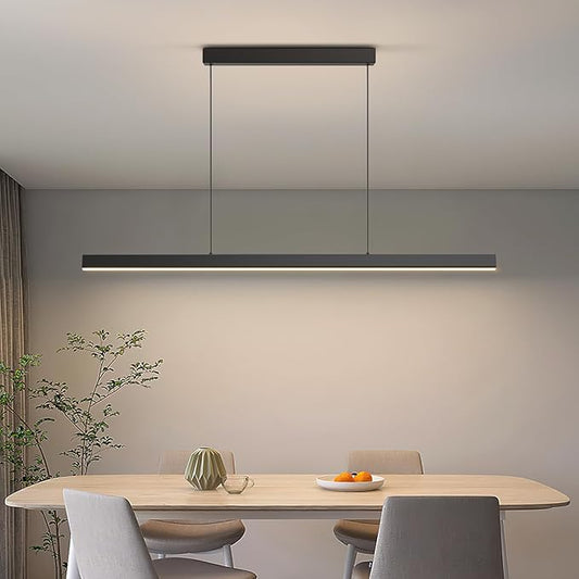 LED Linear Pendant Lights, 47in Island Lighting Fixture 3000k-6000K Dimmable, Chandelier Lamp for Kitchen Dining Room Pool Table Office Bar Garage Workbench
