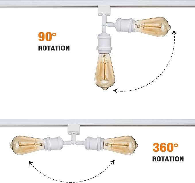 H Type Track Lighting Heads E26 Track Light Heads Modern Pendant Track Lighting Fixtures Ceiling with Glass Lamp Shade for Kitchen, H Track Lighting Rail System Compatible, 4 Pack (No Bulbs)