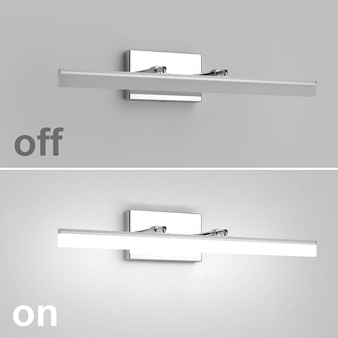 Aipsun 24 inch Modern LED Vanity Lights Adjustable Bathroom Vanity Light Fixtures Chrome Bathroom Light Fixture Over Mirror 5500K