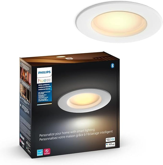 Philips Hue Smart Retrofit Recessed 5/6 Inch LED Downlight 1 Pack - White Ambiance Warm-to-Cool White Light 1100LM - Indoor Control with Hue App - Works with Alexa, Google Assistant and Apple Homekit