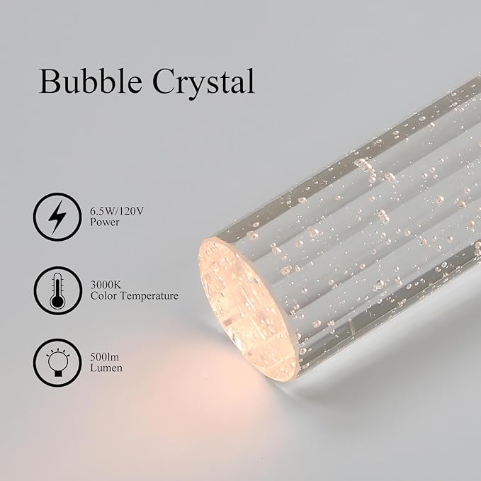 XiNBEi Lighting Pendant Lighting 1 Light Mini Pendant Lights with Glass and Bubble Crystal, Modern Chrome Hanging Pendant Light with LED Bulb for Kitchen & Dining Room XB-P1110-CH