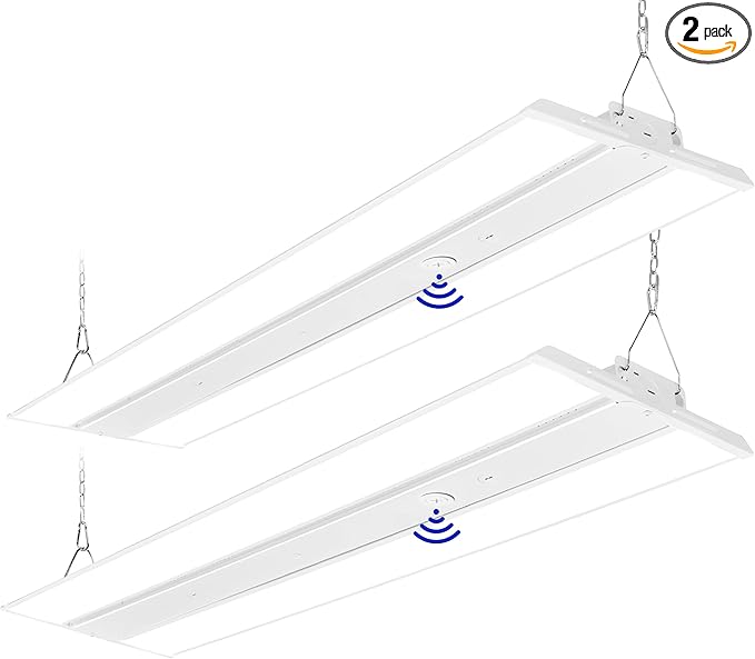 hykolity LED Linear High Bay Light 4FT with PIR Sensor Base, 320W/256W/192W Power Tunable, 43200LM/34560LM/25920LM 5000K Shop Lights Lighting Fixtures for Garage, Warehouse, 2-Pack