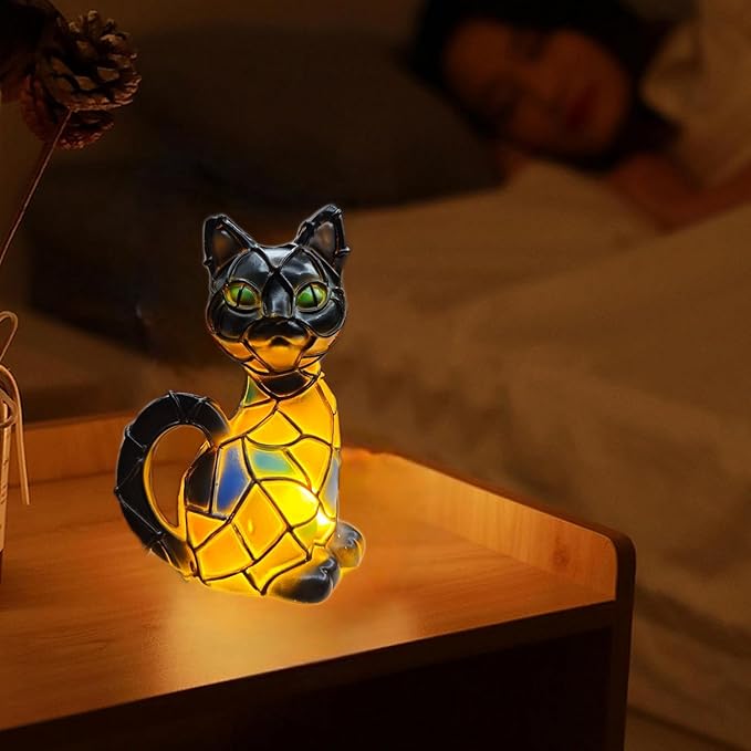 Retro Cat Colorful Resin Cat Table Lamp，3D Cute Pet Cats Themed LED Night Lamp，Perfect Gift for Pet Lovers Retro Cats Design Home Decor Lighting