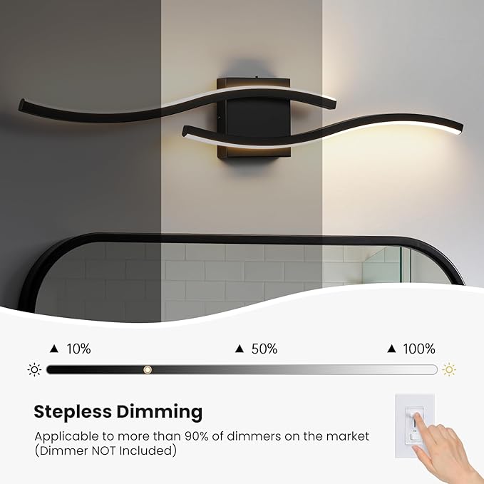 WOSHITU Bathroom Vanity Lights Over Mirror: 31.5 Inch 32W Black LED Bathroom Lighting Fixtures 5CCT Dimmable 2700-5000K Vanity Lighting Modern Bath Sconces Wall Light for Mirror Bedroom Living Room
