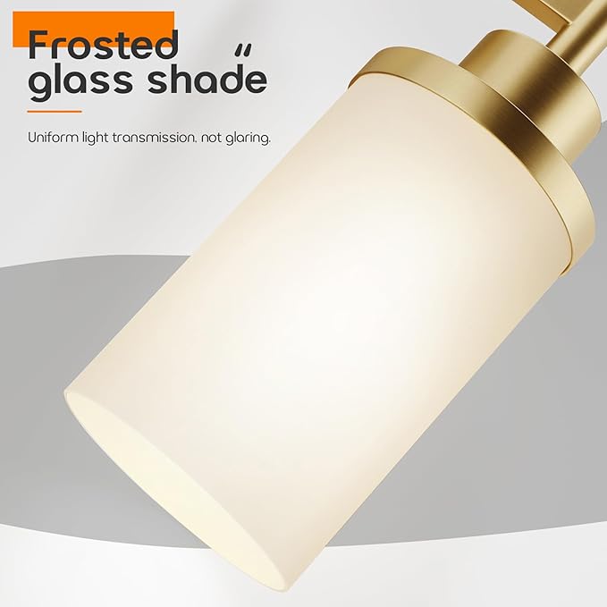 Vanity Lighting Fixtures with White Frosted Glass Gold Wall Lamp for Bathroom Mirror Bedroom, Living Room, Kitchen Cabinet, Washroom Porch T001GD-L1