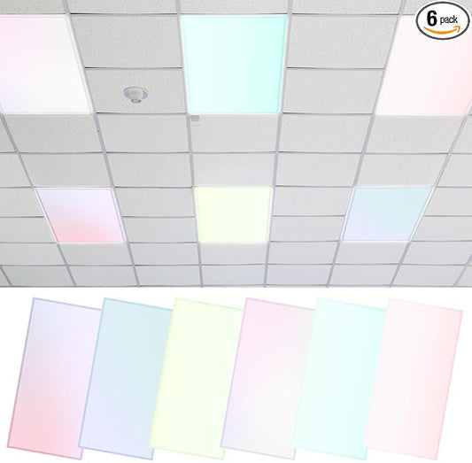 EEEKit 6 PCS Fluorescent Light Diffuser Covers, 4 X 2 FT Magnetic Light Cover, Pastel Fluorescent Lights Shade for Office Classroom Home Drop Ceiling