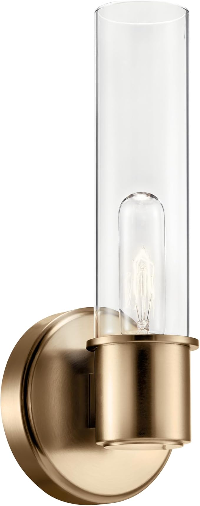 Kichler Aviv 1-Light Wall Sconce, Modern Light with Clear Glass in Champagne Bronze, for Bedroom, Laundry Room, Kitchen or Hallway (13" x 5.5"), 52653CPZ