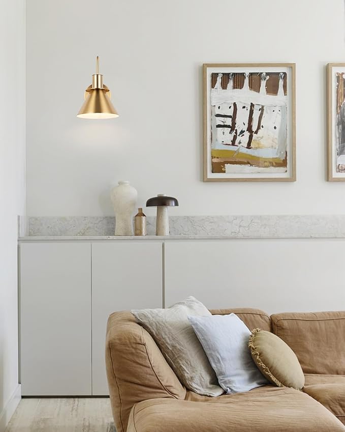 WILON Gold Wall Sconces Set of Two Indoor Wall Lights with E26 Base Industrial Gooseneck Barn Wall Lamp Modern Brass Wall Sconce Light for Bedroom Living Room Kitchen Sink Bedside Bathroom