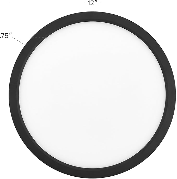 Maxxima 12 in. LED Flush Mount Ceiling Light, 2200 Lumens, 5 CCT 2700K/3000K/3500K/4000K/5000K Panel Light, Black Trim Round Fixture, Dimmable for Modern Bedroom, Kitchen, and Living Room Lighting