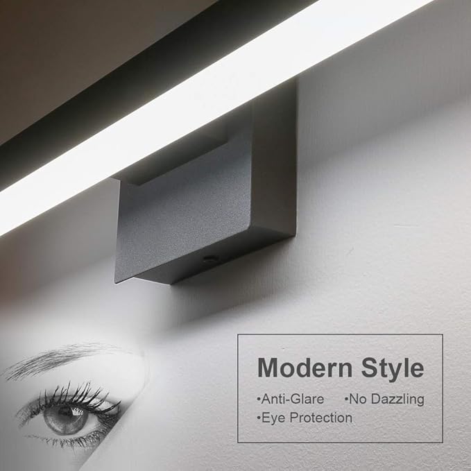 Aipsun 27.6 inch Modern Black Vanity Light LED Bathroom Vanity Light Fixtures Black Wall Light for Bathroom (White Light)