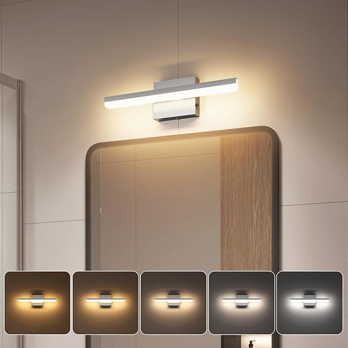 LED Modern Bathroom Light Fixtures 12W Brushed Nickel Vanity Lights Bar 5CCT Dimmable ixture Over Mirror Vanity Light for Bathroom Lighting 15.7 inch ETL Certificated