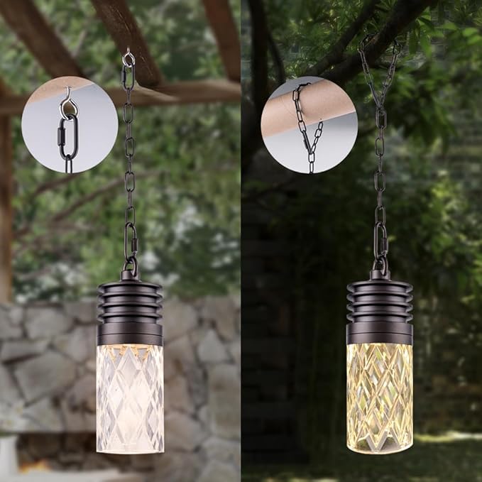 Low Voltage LED Hanging Lights, 4.5W LED Tree Lights, Landscape Outdoor Pendant Lights for Patio, Gazebo, Pergola, Garden, Summer Kitchen, 2700K, 36Olm, 12-24VAC/DC, ORB Finish, 4 Pack with Chain