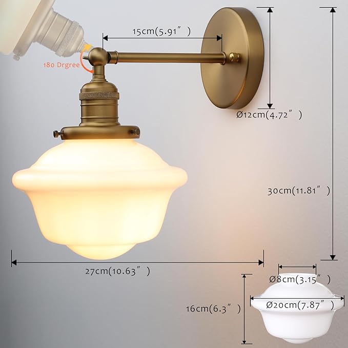 Pathson Modern Wall Sconce, Milk White Bathroom Vanity Light Fixture, Wall Lighting for Bedroom Living Room Hallway Home Decor