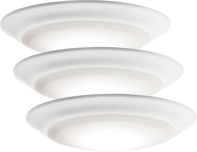 Kichler Gen I LED Downlight, 7.5" Ceiling Flush Mount Interior Dimmable Light, 2700K, (7.5" x 1.5"), White, 43846WHLED27 (Pack of 3)
