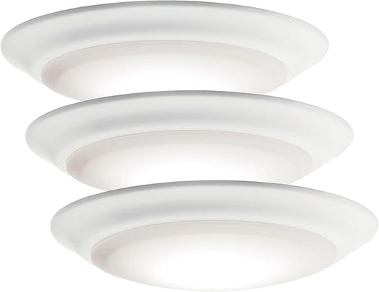 Kichler Gen I LED Downlight, 7.5" Ceiling Flush Mount Interior Dimmable Light, 2700K, (7.5" x 1.5"), White, 43846WHLED27 (Pack of 3)