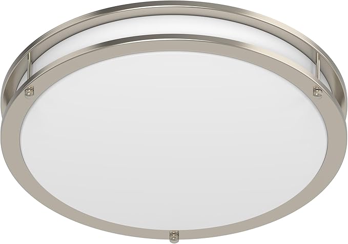 DYMOND LED Ceiling Light Flush Mount Dimmable Adjustable Lighting from Warm White to Daylight 2700K 3000K 3500K 4000K 5000K 5 in 1 Selectable CCT (Brushed Nickel, 16 Inch)
