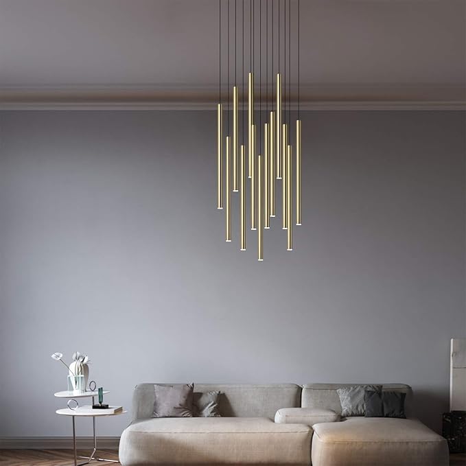 CANALIS 13 Mini Pendant Lighting Brass - LED Hanging Light Fixture for Kitchen Island, Bar, Foyer - Cluster Pendants - Dimmable, Adjustable Wire, Lamp Bulb Included