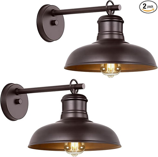 Bosceos 2-Pack Brown Wall Sconces, Farmhouse Exterior Barn Light Fixtures, Outdoor Wall Lights with E26 Socket, Anti-Rust Waterproof Exterior Wall Lantern for House Patio Porch Doorway Garage