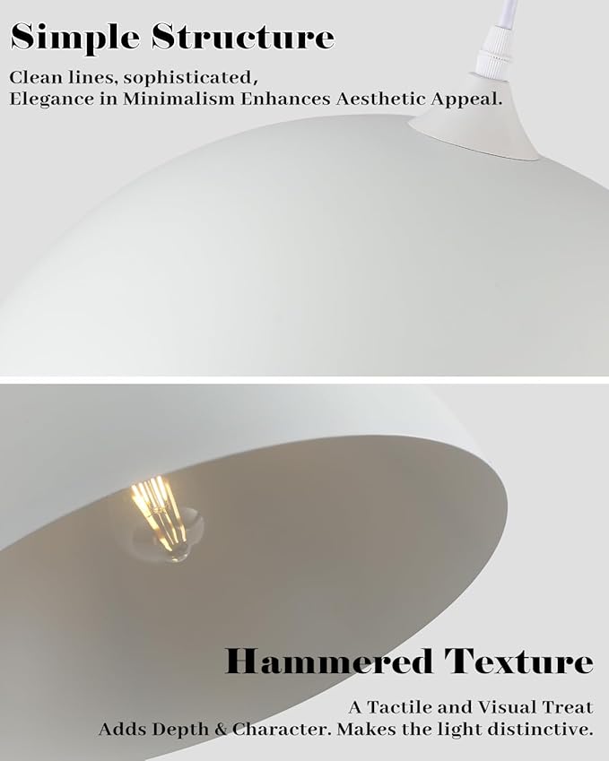 Oversize White Pendant Lights Kitchen Island, 16 Inch White Dome Pendant Light, Modern Farmhouse Pendant Light for Kitchen Island, Dining Room, Cafe, Bar, 3 Packs