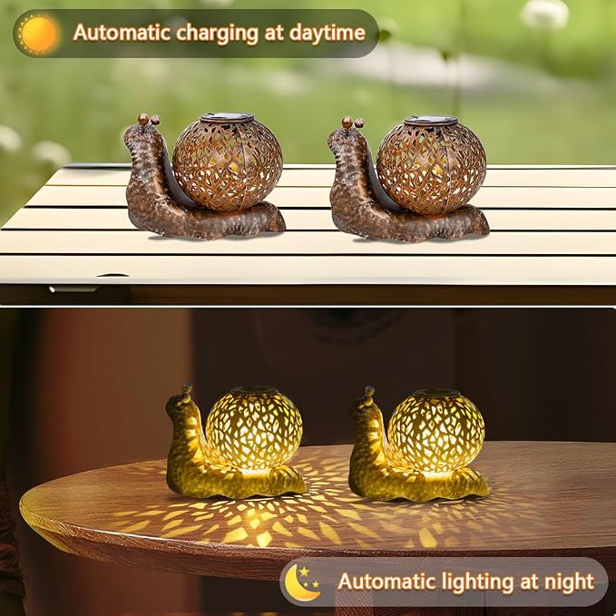 2 Pack Snail Solar Lanterns Outdoor Waterproof