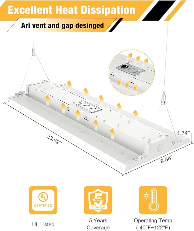 LED Linear High Bay Light, 210W High Bay Shop Lights Fixture, Compatible with Industrial 120-277V, 31500LM for Shop Garage Warehouse, UL Complied, 20 Pack, White