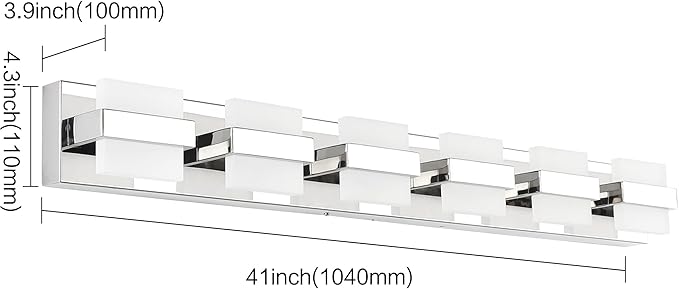 SOLFART Adjustable 6 Lights Black Bathroom Vanity Light Modern LED Vanity Light Fixtures Bathroom Lighting Fixtures for Mirror 41 inch 5 Color Dimmable 5CCT