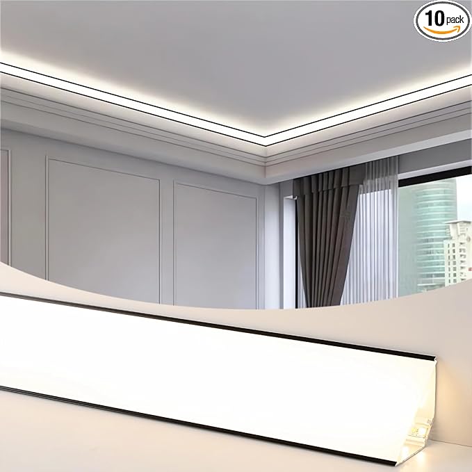 JARBIH 10PACK Led Aluminum Profile for Ceiling Wall Decoration, 1M/3.3ft 6cmx6cm Top Corner Strip Line Luminous Ceiling Free Lamp Internal Channel Linear for Living Room Home(Black)