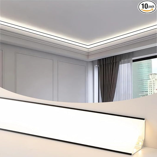 JARBIH 10PACK Led Aluminum Profile for Ceiling Wall Decoration, 1M/3.3ft 6cmx6cm Top Corner Strip Line Luminous Ceiling Free Lamp Internal Channel Linear for Living Room Home(Black)