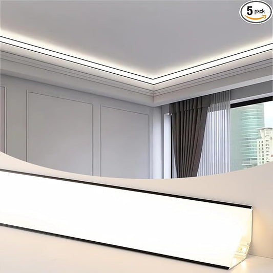 JARBIH 5PACK Led Aluminum Profile for Ceiling Wall Decoration, 1M/3.3ft 6cmx6cm Top Corner Strip Line Luminous Ceiling Free Lamp Internal Channel Linear for Living Room Home(Black)
