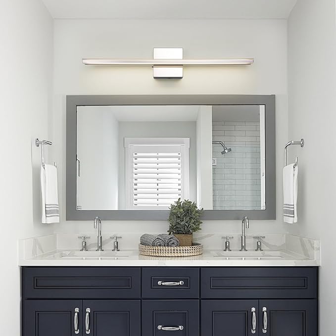 Chrome Vanity Lights for Bathroom 5CCT Dimmable Bathroom Lighting Fixtures Over Mirror Adjustable Lighting Angle Wall Light Fixtures 23.6 inch Long 18W LED Bar Light