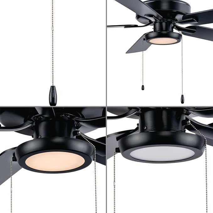 Progress Lighting P260002-31M-30 AirPro 1-Light Transitional Integrated LED Edgelit Ceiling Fan Light Kit Matte Black with Opal Shade