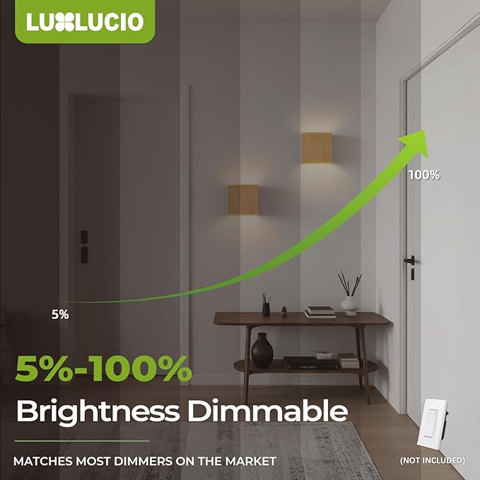 Natural Wood Grain Indoor Outdoor Up and Down Wall Sconce, 5%-100% Dimmable 18W, 5CCT (2700K-5000K), Modern Lighting for Living Room/Porch, CRI90+, 120V-277V, ETL FCC Certified