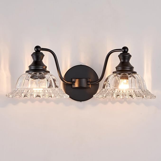 XIEDUN Farmhouse Bathroom Light Fixtures Black Vanity Lights for Bathroom 2 Light Vanity Light Fixtures