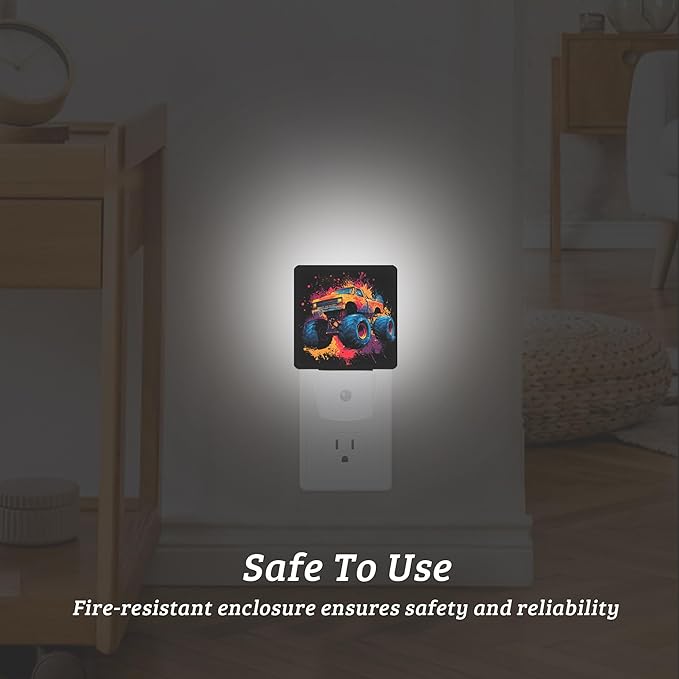 Trucks Night Light Plug Into Wall with Dusk to Dawn Sensor Wall Lamp, LED Nightlights for Bedroom, Bathroom, Kitchen, Hallway, Room Decorative for Boys Girls Women Men Gifts