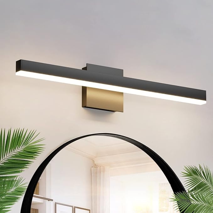 Aipsun 23.6 inch Modern Black Vanity Light LED Bathroom Vanity Light Fixtures Black Wall Light for Bathroom (Warm White 3000K)