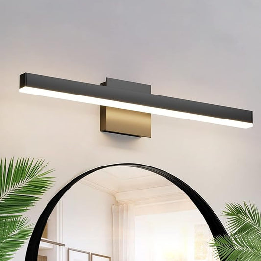 Aipsun 23.6 inch Modern Black Vanity Light LED Bathroom Vanity Light Fixtures Black Wall Light for Bathroom (Warm White 3000K)