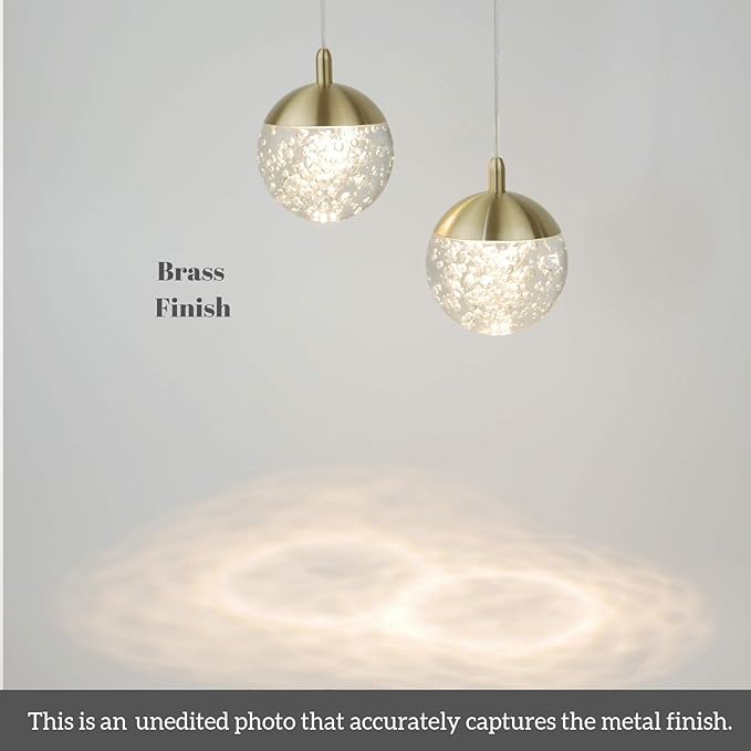 contec development Galaxy 5 Mini Pendant Crystall Ball Lighting Brass - LED Hanging Light Fixture: Kitchen Island, Bar, Foyer - Cluster Pendants - Dimmable, Adjustable Wire, Lamp Bulb Included