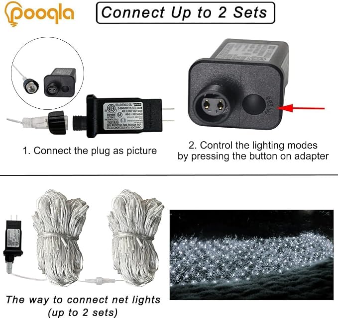 Cool White Net Lights, 360 LED Outdoor Christmas Net Mesh Lights for Bushes 21x5 ft, 8 Modes Waterproof Twinkle String Lights Connectable for Christmas Hedge Yard Garden Party Decor