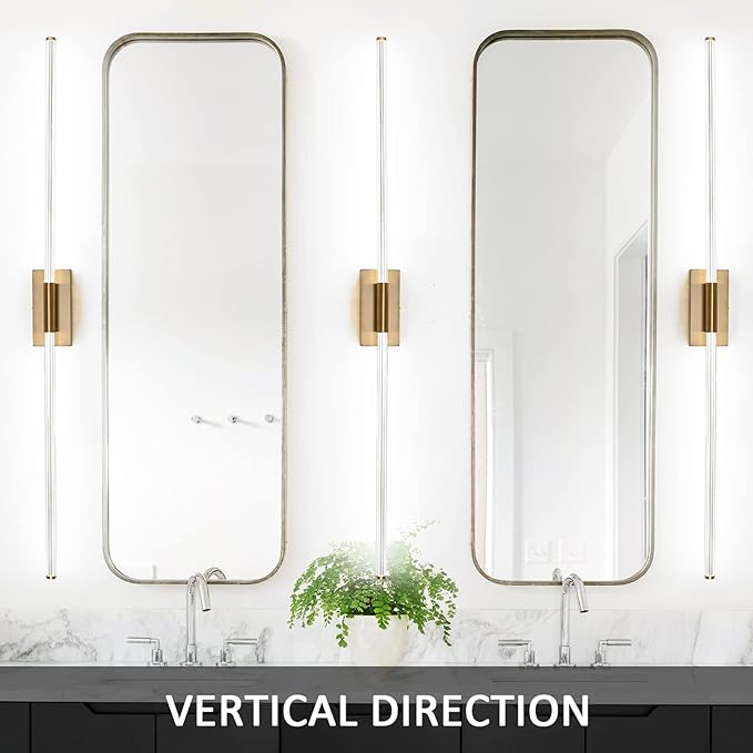Modern LED Vanity Light, 360° Full Lighting Bathroom Light Fixture Over Mirror, 42W 5500K Cool White, Hardwired Wall Sconce, 59 Inch, Brass