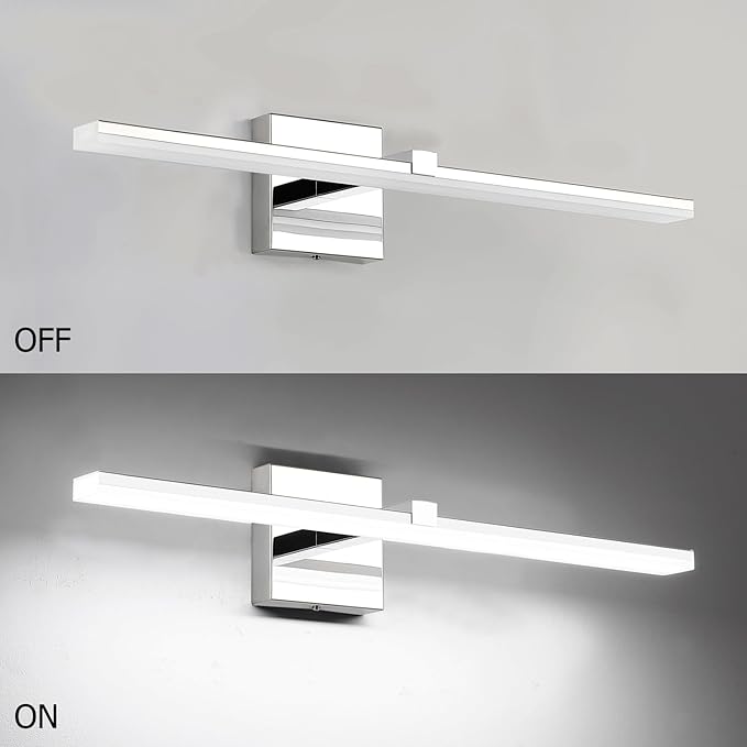 ZUZITO Modern Bathroom Vanity Light Over Mirror 24in Chrome Vanity Lights for Bath 5CCT Dimmable 18W LED Bathroom Wall Lights Bar