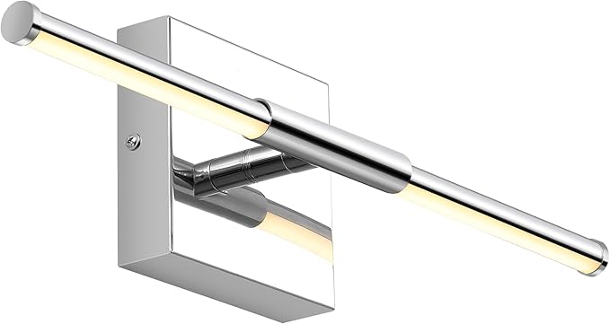 JONATHAN Y 16.25" Chrome Modern Dimmable Integrated LED Wall Sconce, Minimalist Adjustable Metal Vanity Light for Bathroom Mirror, Bedroom, Hallway, 3000K, ETL Listed JYL7039A
